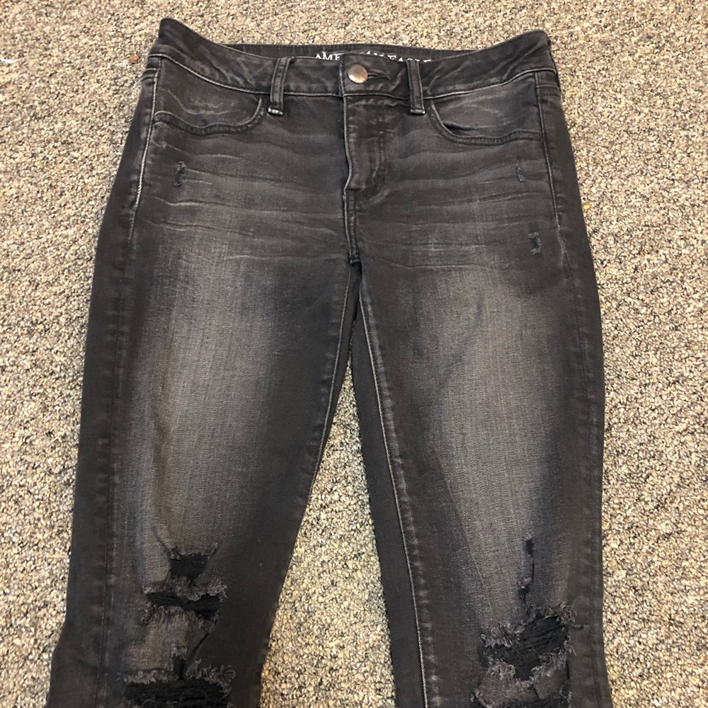 Grey Distressed American Eagle Jeans
